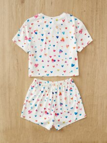 SHEIN Đồ mặc nhà Gái Tim Tất cả trên in Giải trí - trắng - Xem 2