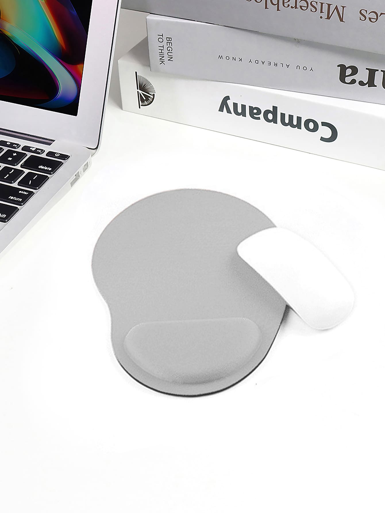 Alfombrilla de ratón unicolor con reposamuñecas, alfombrilla de ratón de escritorio - Gris Claro - Ver 1