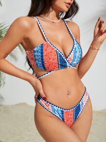 Floral Print Bikini Set Summer Beach - Multicolor - View 4