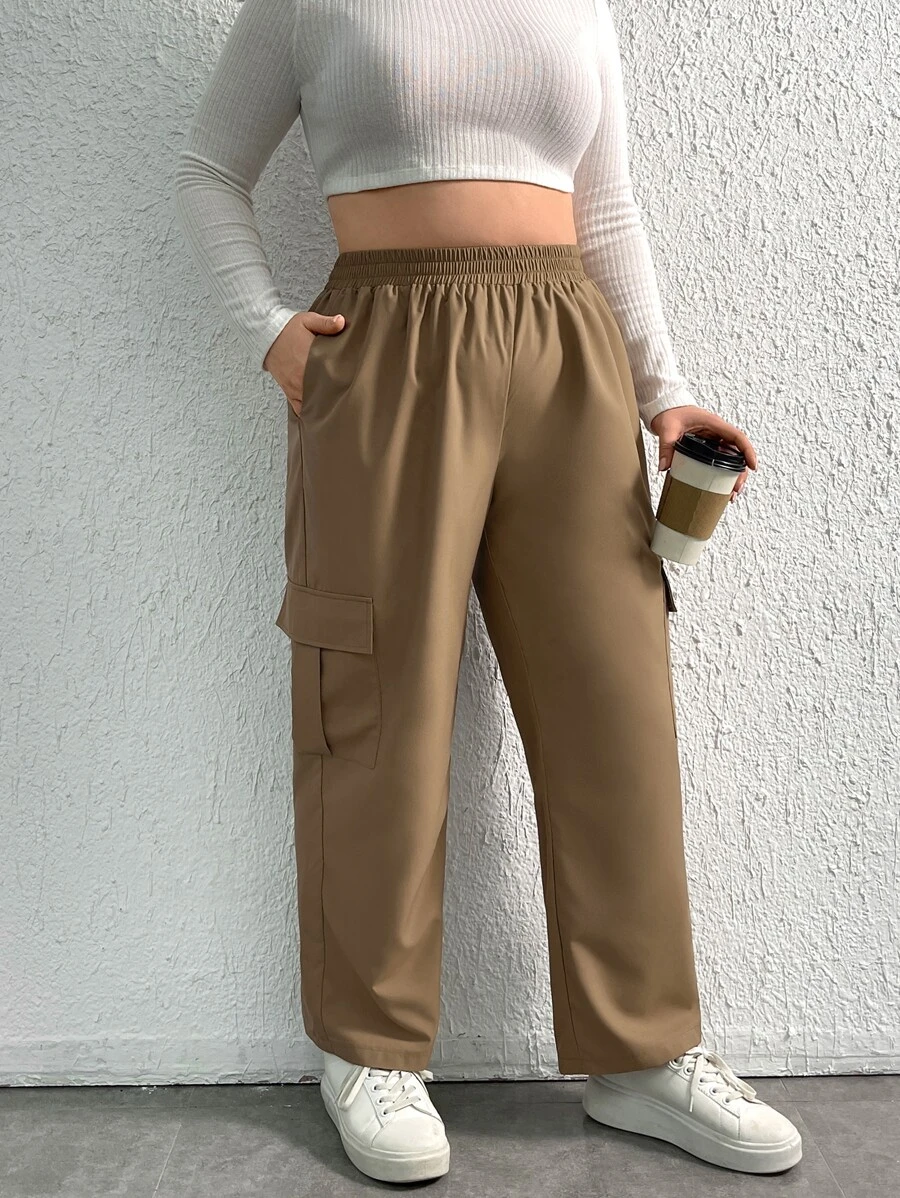 SHEIN EZwear 大碼側翻蓋口袋工裝褲