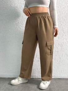 SHEIN EZwear 大碼側翻蓋口袋工裝褲