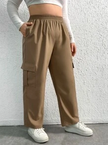 SHEIN EZwear 大碼側翻蓋口袋工裝褲