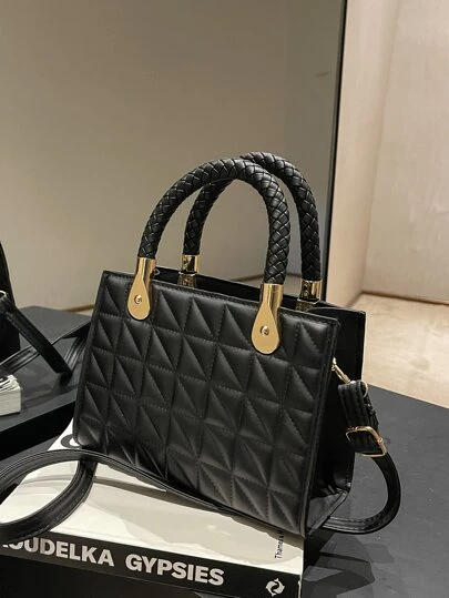 迷你衍縫細節雙把手方包