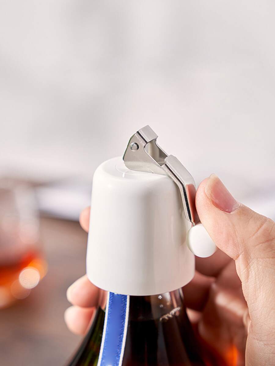 1pc Solid Wine Stopper - White - View 1