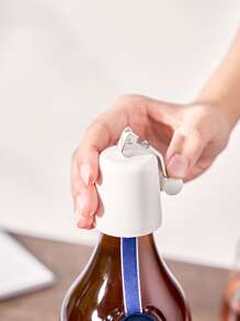 1pc Solid Wine Stopper - White - View 4