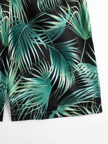 Manfinity Hombres Shorts de natación con estampado tropical de cintura con cordón - Multicolor - Ver 5