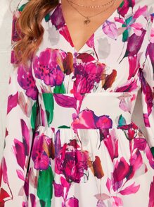 SHEIN Clasi 印花燈籠袖連衣裙 - 彩色 - 查看 5