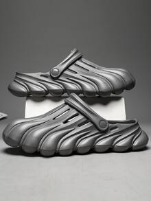 Hombres Zuecos con diseño de abertura - Gris - Ver 2