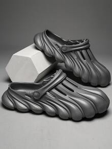 Hombres Zuecos con diseño de abertura - Gris - Ver 6