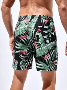 Surfspeed Men Tropical Print Drawstring Waist Swim Trunks - Multicolor - View 2