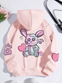SHEIN Qutie Quần áo thể thao nữ Dây kéo Túi Hoạt hình Giải trí - Màu Hồng baby - Xem 1