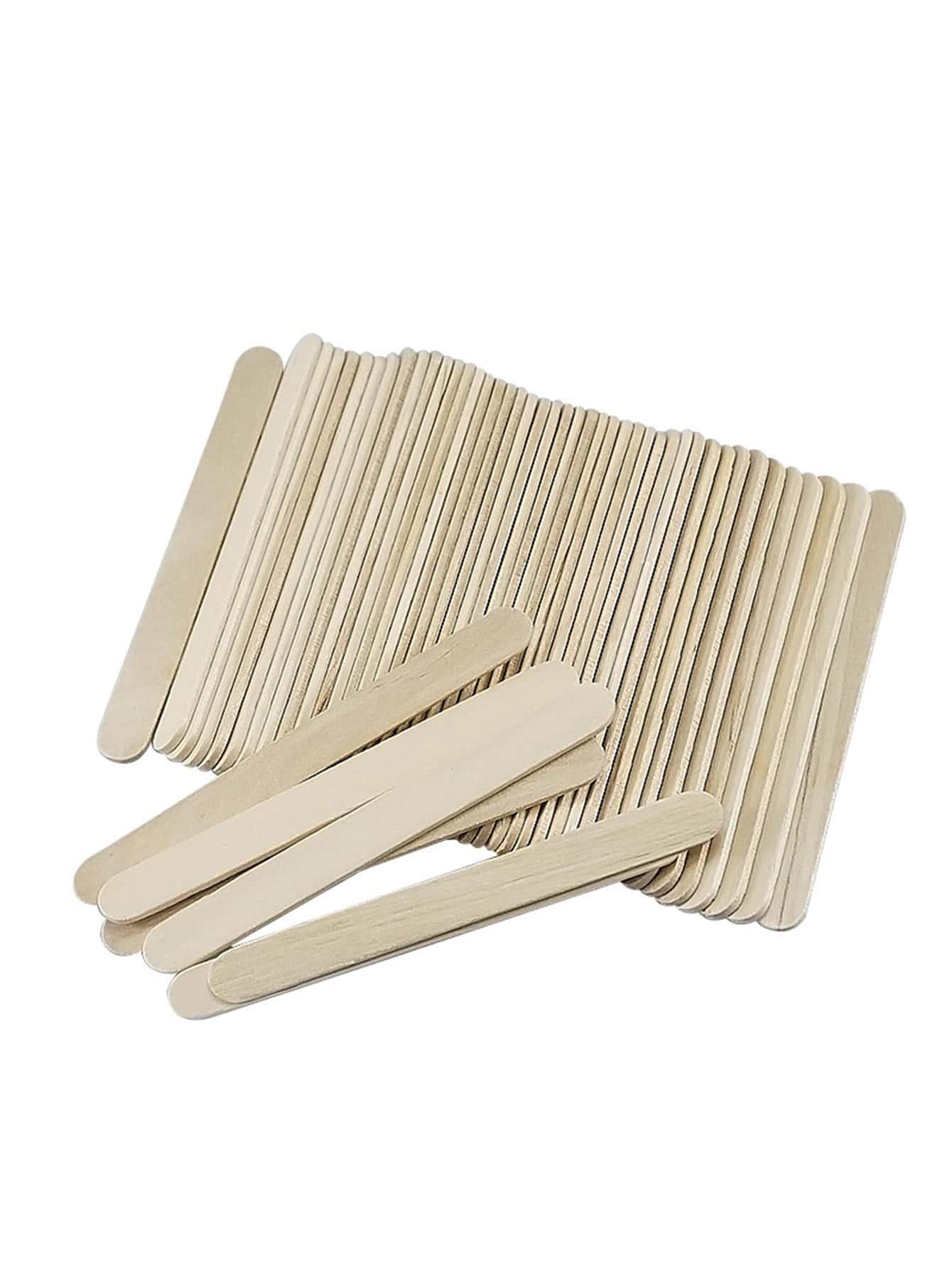 50/100 piezas Paletas de mezcla de resina epoxi, varillas de madera para manualidades y pequeñas construcciones DIY - Beis - Añade 2