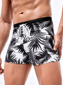 Surfspeed 男士熱帶圖案腰部抽繩泳褲