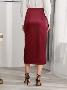 BizChic 側繫帶開衩下擺緞面半身裙