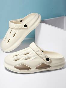 Men Hollow Out Multi-way Wear Vented Clogs - Beige - View 3
