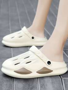 Men Hollow Out Multi-way Wear Vented Clogs - Beige - View 5