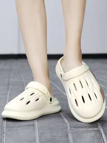 Men Hollow Out Multi-way Wear Vented Clogs - Beige - View 6