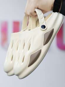 Men Hollow Out Multi-way Wear Vented Clogs - Beige - View 8