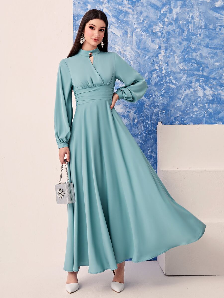 Mulvari Choker Neck Bishop Sleeve Dress