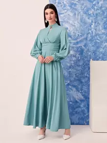 Mulvari Choker Neck Bishop Sleeve Dress