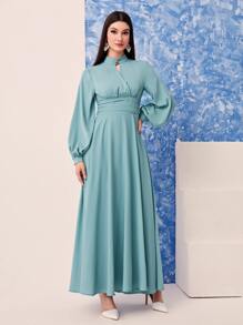 Mulvari Choker Neck Bishop Sleeve Dress