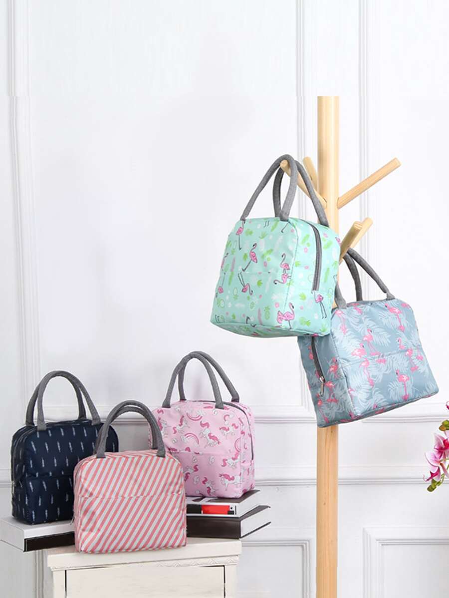 1pc Random Cartoon Large-capacity Lunch Bag, Handle Design Lunch Box Bag, Bento Bag - Multicolor - View 1