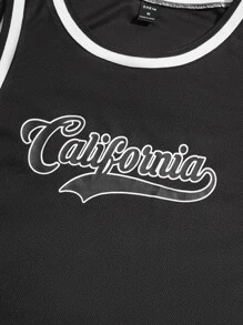 Manfinity Men Letter Graphic Contrast Trim Tank Top - Black - View 3