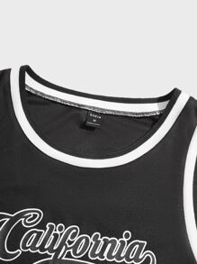Manfinity Men Letter Graphic Contrast Trim Tank Top - Black - View 4