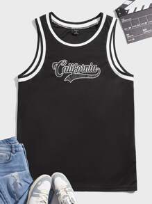 Manfinity Men Letter Graphic Contrast Trim Tank Top - Black - View 5