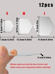 1 bộ Hình lục giác thiết kế gương dán tường - Bạc - Xem 3