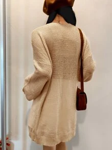 DAZY Áo Cardigan hở vai thiết kế giản dị - Màu be - Xem 2