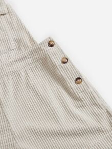 SHEIN EZwear Áo liền quần nữ Nút Đắp vá Túi màu trơn Giải trí - Màu be - Xem 5