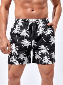 Manfinity Swimmode メンズ トロピカル柄 ドローストリング ウエスト 水着(ハワイアン)