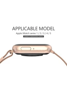 1入組不銹鋼可調節錶帶適用於Apple Watch - 玫瑰金 - 查看 3