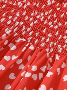 小女童愛心圖案肩上打結吊帶洋裝