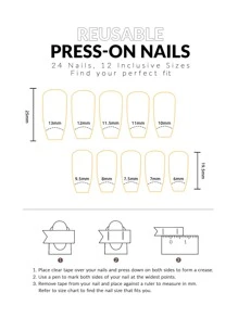 Bộ 24 móng tay giả dài hình quan tài kiểu Pháp kèm giũa móng và miếng gel thạch, dụng cụ bấm móng, dụng cụ làm móng - Nhiều màu - Xem 4