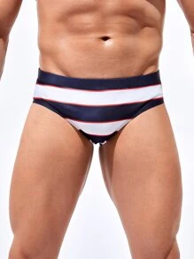 Manfinity Hombres Calzoncillo de natación con estampado de rayas - Multicolor - Ver 3