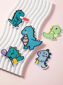 5 piezas de parches de tela de dinosaurios para coser, accesorios de ropa, parches decorativos para hacer manualidades - Multicolor - Ver 1