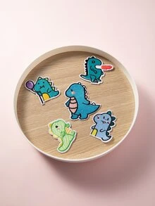 5 piezas de parches de tela de dinosaurios para coser, accesorios de ropa, parches decorativos para hacer manualidades - Multicolor - Ver 3