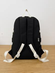 ZAOSHANGHAO 兔子和字母刺繡插扣裝飾功能背包 - 黑色 - 查看 2