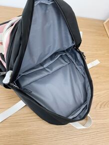 ZAOSHANGHAO 兔子和字母刺繡插扣裝飾功能背包 - 黑色 - 查看 6