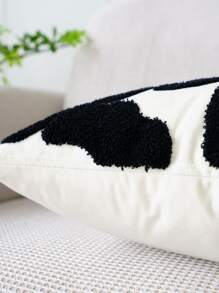 1入組漢字刺繡靠墊套不附帶墊芯 - 黑與白 - 查看 3
