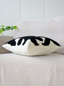 1入組漢字刺繡靠墊套不附帶墊芯 - 黑與白 - 查看 7