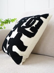 1入組漢字刺繡靠墊套不附帶墊芯 - 黑與白 - 查看 4
