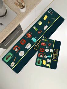 1pc Imitation Cashmere Kitchen Floor Mat, Kitchen Appliance Floor Mat, Non-slip Kitchen Mat - Multicolor - View 6