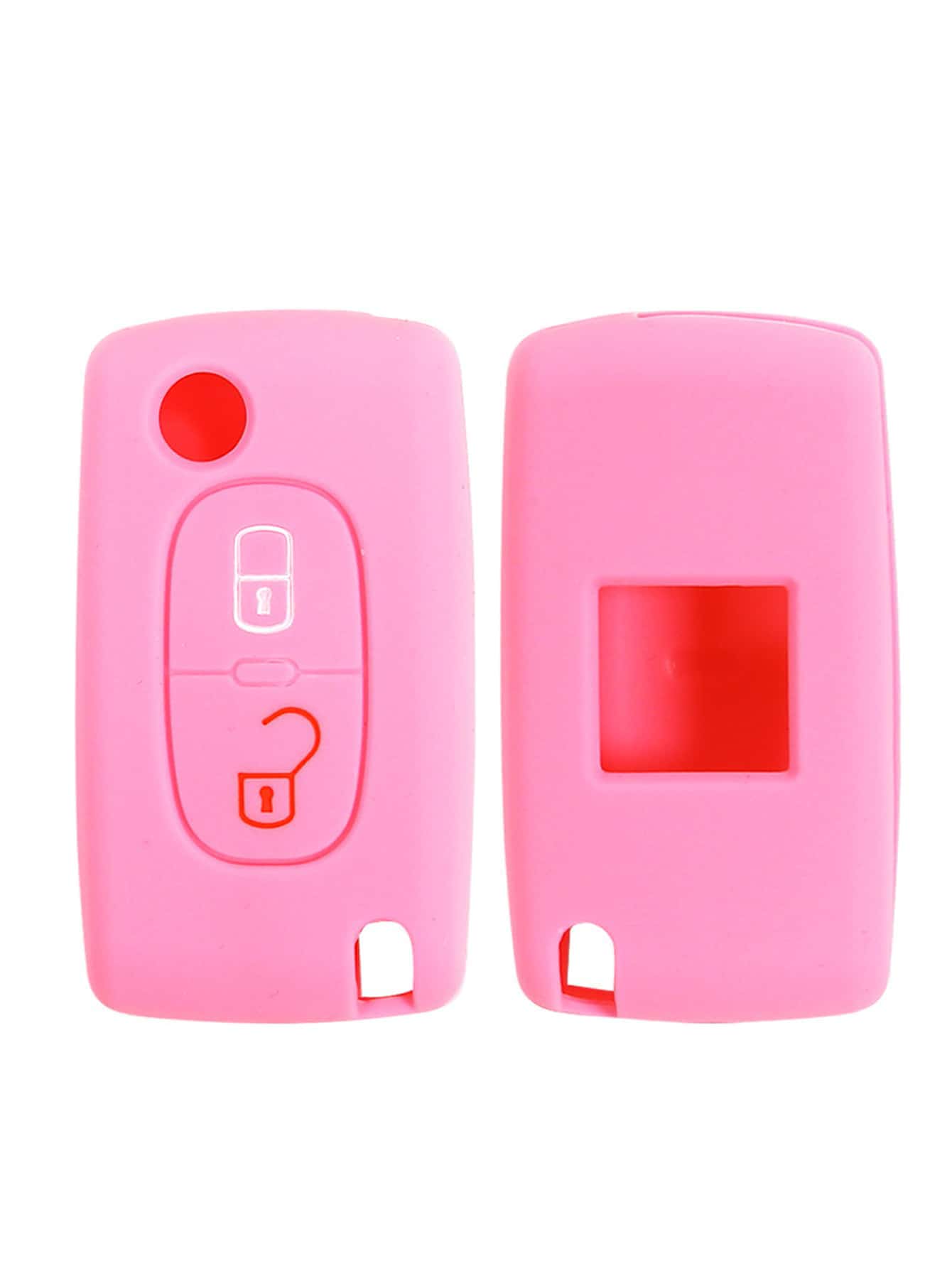 Silicone Hộp đựng chìa khóa ô tô Tương thích với Peugeot - Hồng - Xem 1