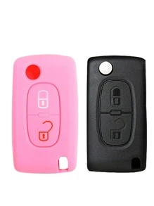 Silicone Hộp đựng chìa khóa ô tô Tương thích với Peugeot - Hồng - Xem 2