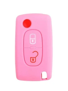 Silicone Hộp đựng chìa khóa ô tô Tương thích với Peugeot - Hồng - Xem 3