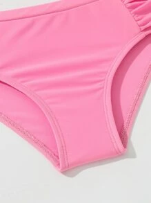 Young Girl Donut Print Ruched Bikini Set Summer Beach