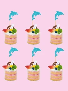 12pcs Dolphin Design Cake Topper - Blue - View 1